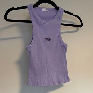 Ardene Lilac Ribbed Tank Top with Center Logo